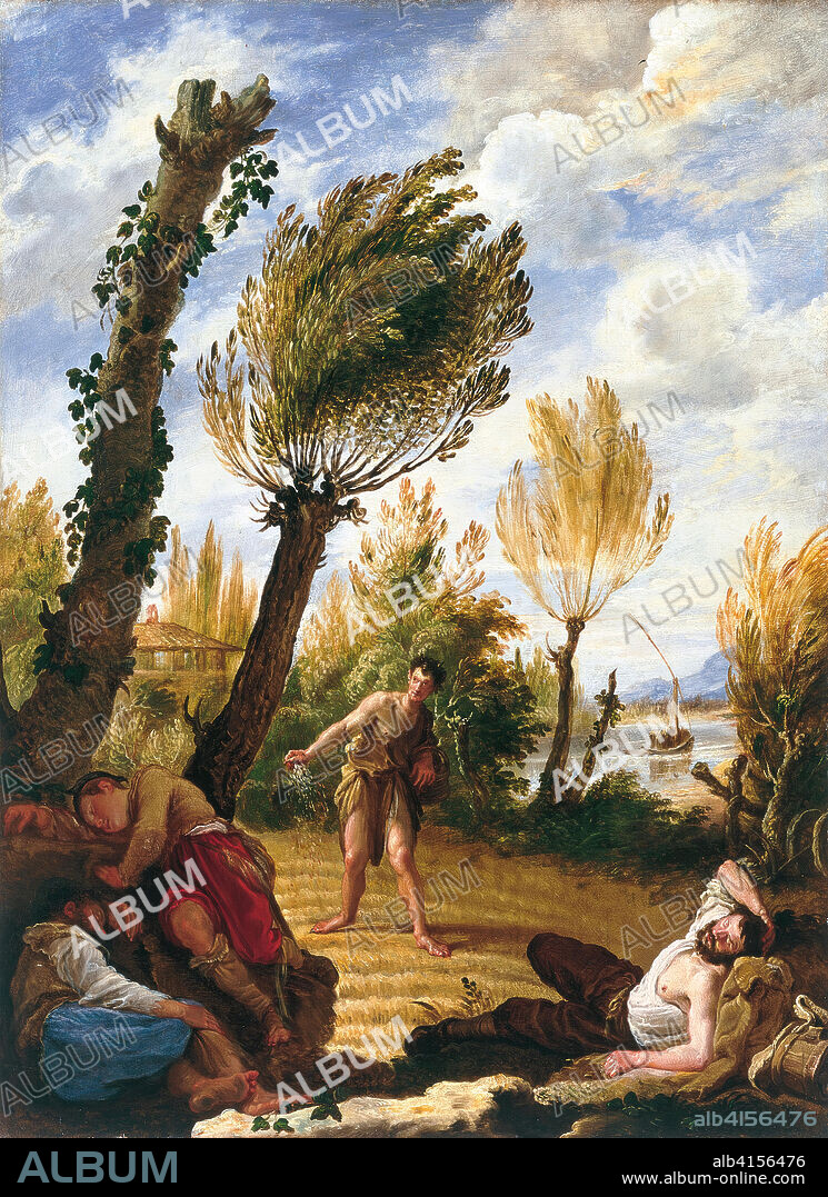 Domenico Fetti (Roma, 1589-Venecia, 1623). La parábola  de la cizaña (hacia 1622). Óleo sobre tabla. 61 x 44,5 cm.