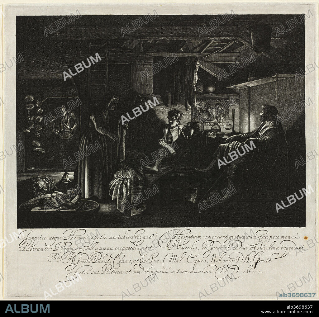 HENDRIK GOUDT AFTER ADAM ELSHEIMER. Jupiter and Mercury in the House of Philemon and Baucis. Dated: 1612. Medium: engraving.