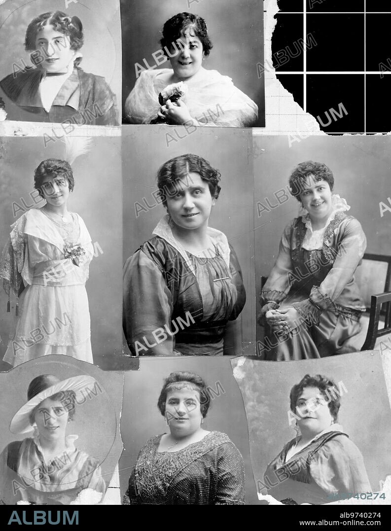September 1915. Juanita Gil Andrés, María Santoncha, María Robles, amparo Fernández Villegas, Pilar Martín Gómez, Margarita Robles, María Movellan and Elena Rodríguez -Approximate date.
