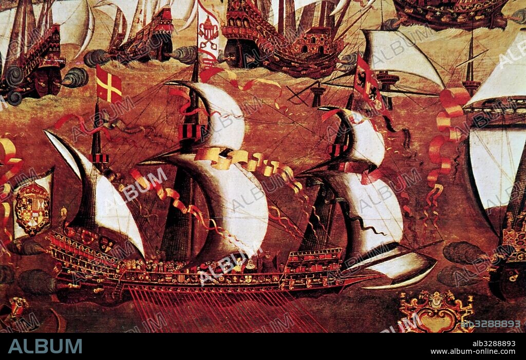 Painting depicting the Spanish fleet of ships during the Armada. Dated 16th Century.