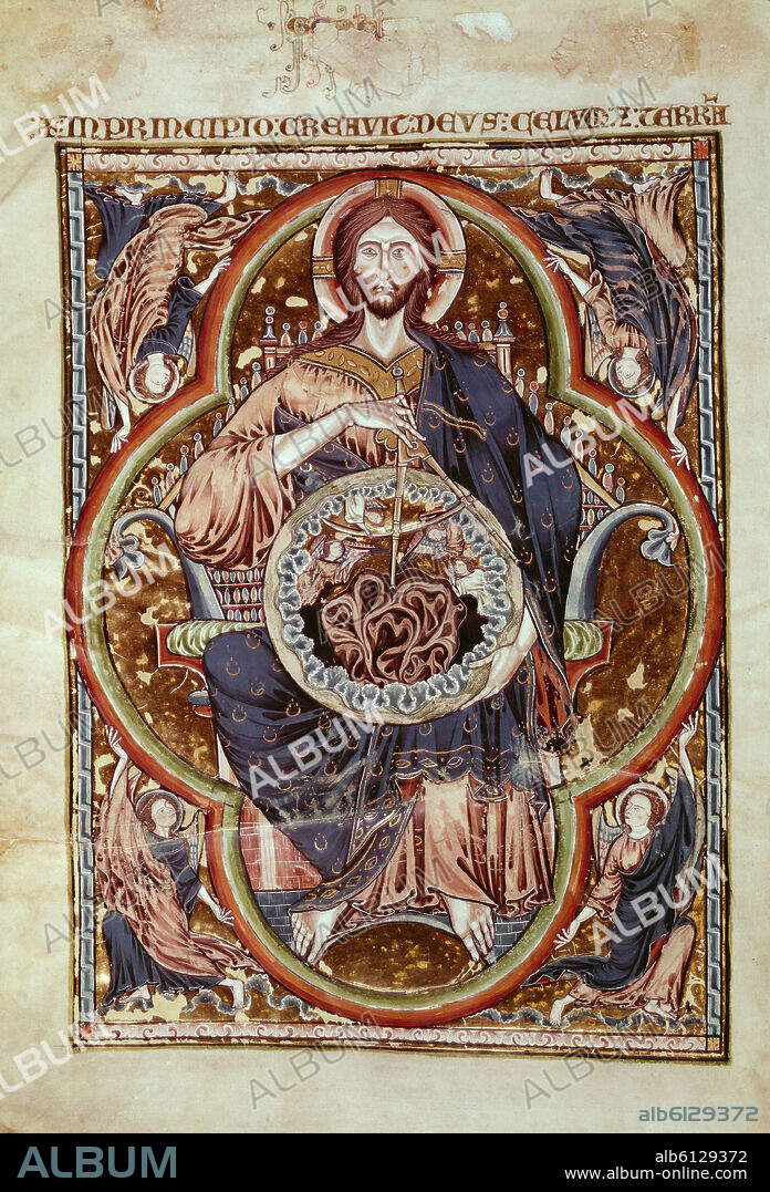 BIBLIA DE SAN LUIS-GENESIS-S XIII-MINIATURA GOTICA.
