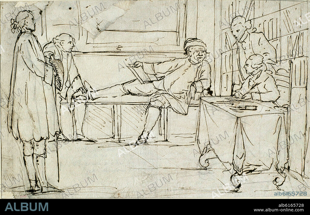 MANUEL TRAMULLES (1715-1791). EN LA NOTARIA-20X31 CM-LAPIZ DE PLOMO.