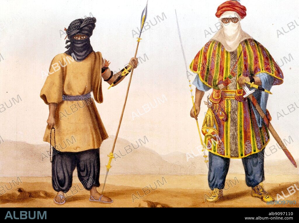 Tuaregs. The Tuareg (sometimes spelled Touareg in French, or Twareg in English) are a Berber ethnic group or nation. Tuareg is a name that became applied to them by early explorers and historians, but they call themselves variously, Kel Tamasheq, Kel Tamajaq ("speakers of Tamasheq"), Imouhar, Imuhagh, Imazaghan, or Imashaghen ("the free"). The Tuareg people also identify themselves with the concept Tamust, 'The Nation'. The Tuareg today are found mostly in West Africa, but, like many in Northern Africa, were once nomads throughout the Sahara. The African Adventure - A History of Africa's Explorers by Timothy Severin, page 126.