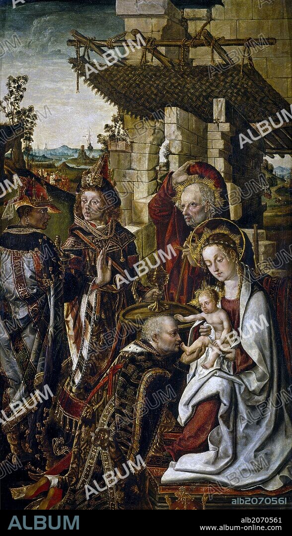 Francisco de Osona; Rodrigo de Osona / 'Adoración de los Reyes Magos', Hacia 1500, Escuela Española, Óleo sobre Tabla, 78 cm x 46 cm, P02835.