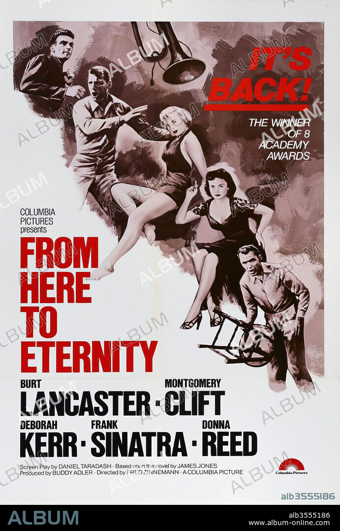 Poster de DE AQUÍ A LA ETERNIDAD (FROM HERE TO ETERNITY, 1953), dirigida por FRED ZINNEMANN. Copyright COLUMBIA PICTURES.