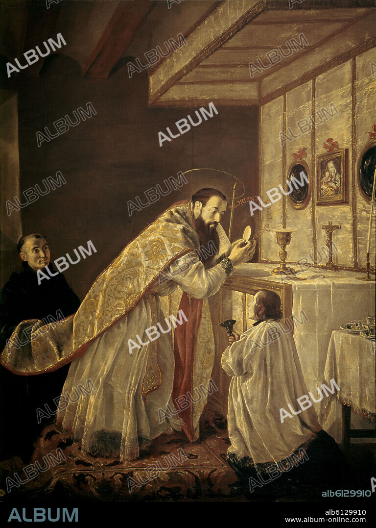 FRAY JUAN ANDRES RICCI (1600-1681) FRAY JUAN RIZI. 'La última misa de San Benito', 17th century, Oil on canvas, 281 x 212 cm.