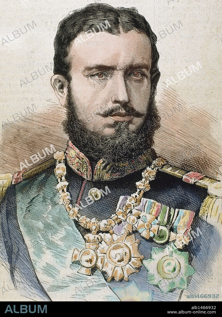 Carol I (Sigmaringen, 1839-Castle Pelesch, 1914). Prince (1866-81) and king of Romania (1881-1914). Engraving by A. Carretero.