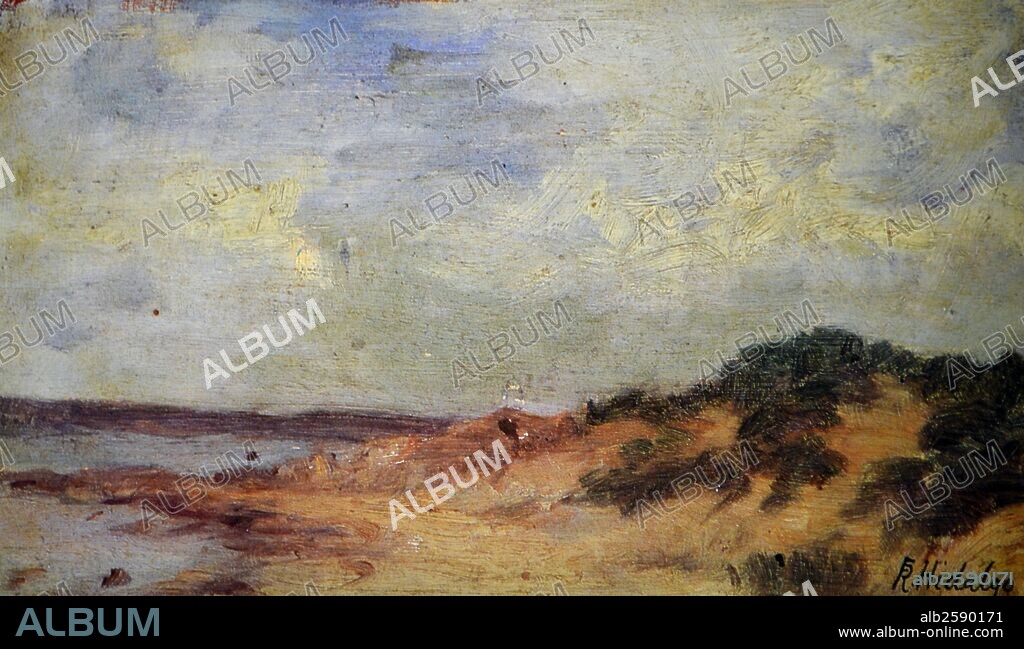 Felix Resurreccion Hidalgo, Landscape, undated.  Oil on wood.