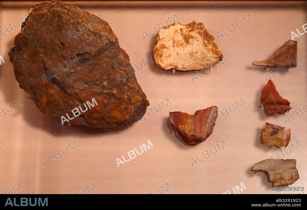Neolithic or New Stone Age stone tools, found near Barcelona, Spain circa 9000 BC.