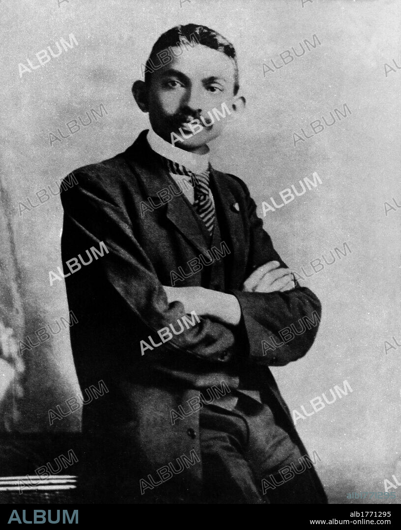 Mahatma Gandhi in western clothes. Mahatma Gandhi wearing western clothes. India, 1893.
