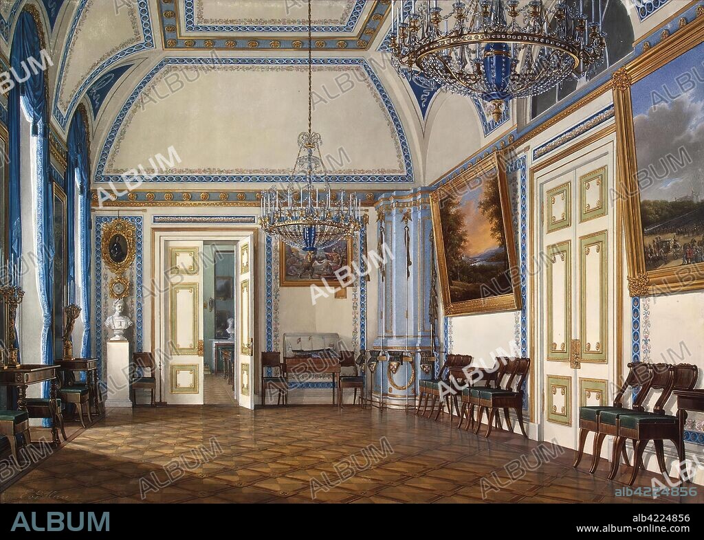 EDWARD HAU. 'Interiors of the Winter Palace. The Antechamber of Tsesarevich Alexander Nikolayevich'. Russia, 1860s. Dimensions: 26,7x36,8 cm.