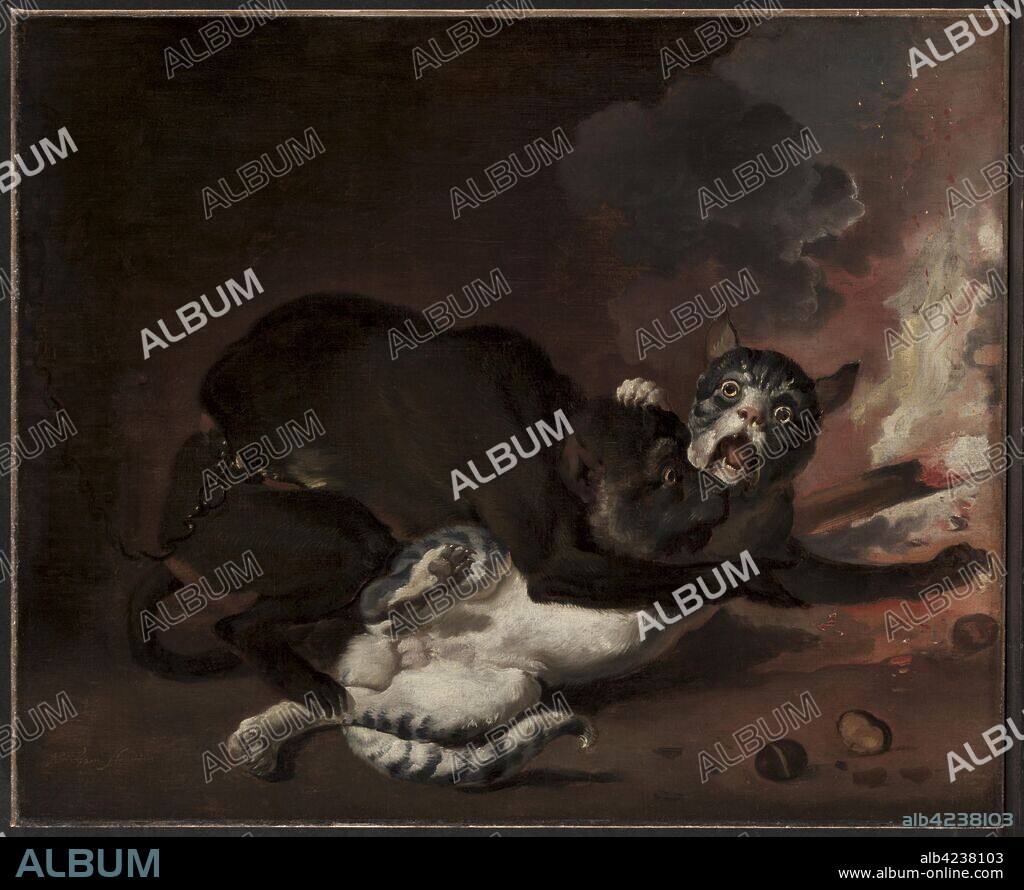 The Monkey and the Cat, probably 1670s. Abraham Hondius (Dutch, c. 1625-1695). Oil on canvas; framed: 80 x 93.5 x 6 cm (31 1/2 x 36 13/16 x 2 3/8 in.); unframed: 62.2 x 73.7 cm (24 1/2 x 29 in.).