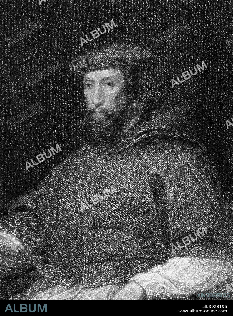 Cardinal Reginald Pole (1500-1558), Archbishop of Canterbury, 1824. From Portraits of Illustrious Personages of Great Britain by Edmund Lodge, published by Harding and Lepard (London, 1824).