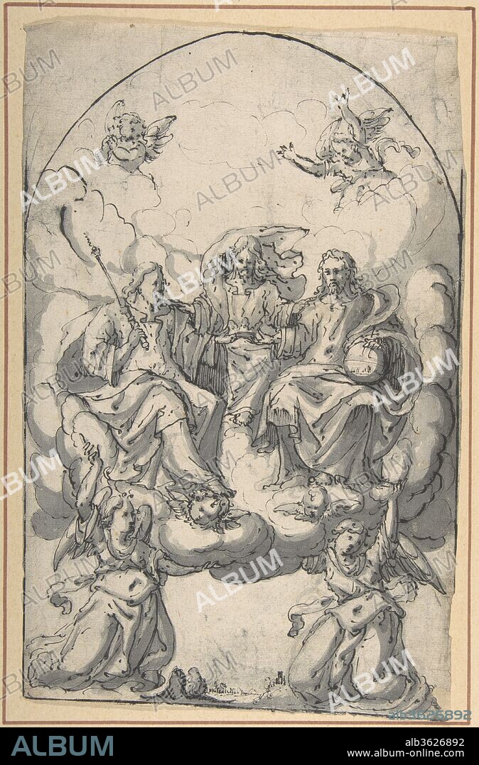 The Holy Trinity. Artist: Anonymous, German, 16th century; Attributed to Georg Hössel (German, 16th century) by Heinrich Geissler. Dimensions: 12 5/16 x 7 15/16 in. (31.3 x 20.2 cm). Date: late 16th century.