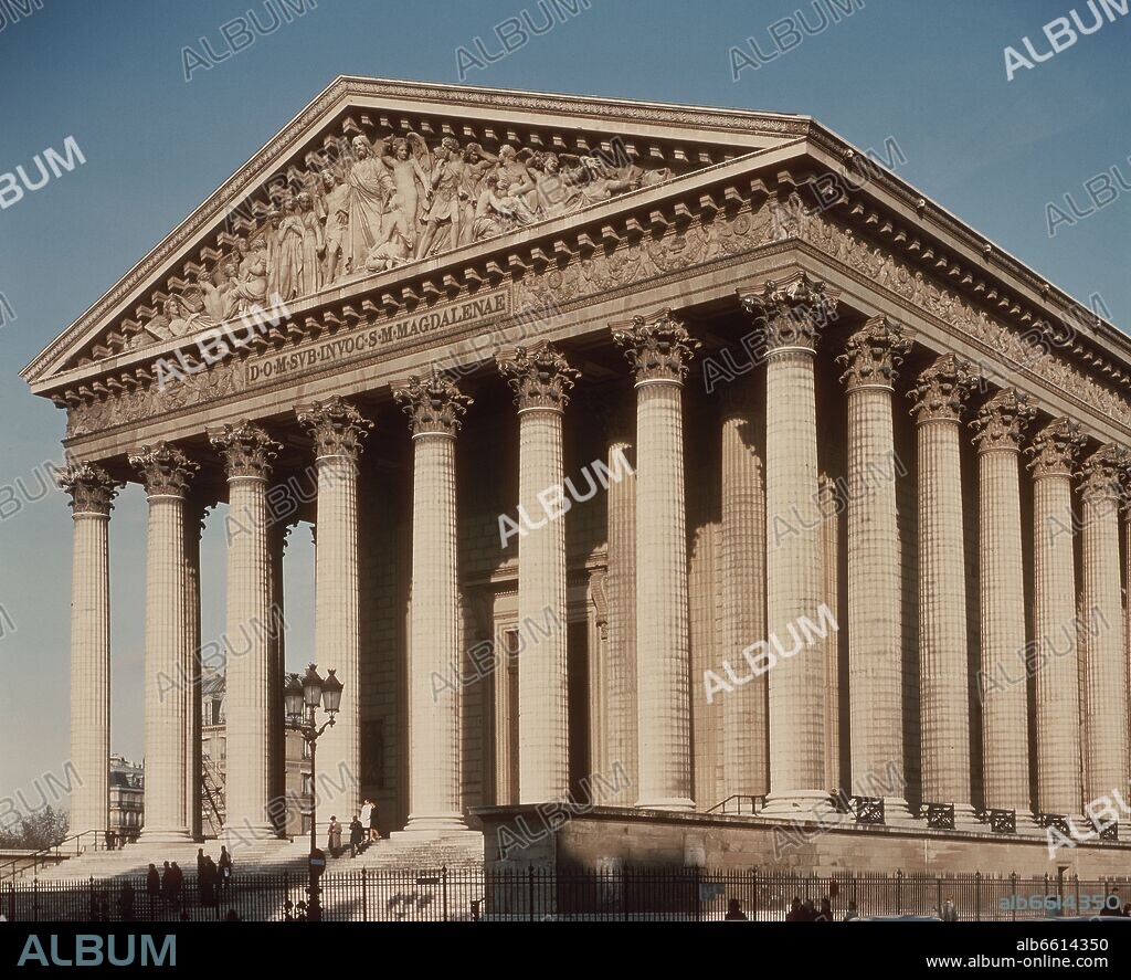 ALEXANDRE VIGNON (1763-1828). EXTERIOR DE LA IGLESIA DE LA MADELEINE - REALIZADA ENTRE 1807 Y 1842 - NEOCLASICISMO FRANCES.