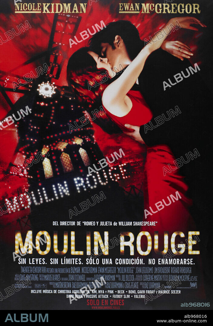 Affiche de MOULIN ROUGE, 2001, réalisé par BAZ LUHRMANN. Copyright 20TH CENTURY FOX.
