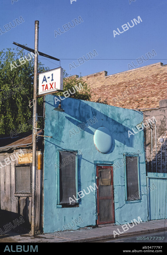 1980s America -  A-1 Taxi, Farragut Street, Laredo, Texas 1982.