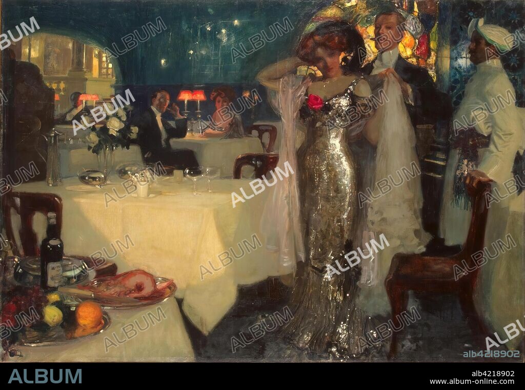 CHARLES HOFFBAUER. 'In the Restaurant'. France, 1907. Dimensions: 115x167 cm.