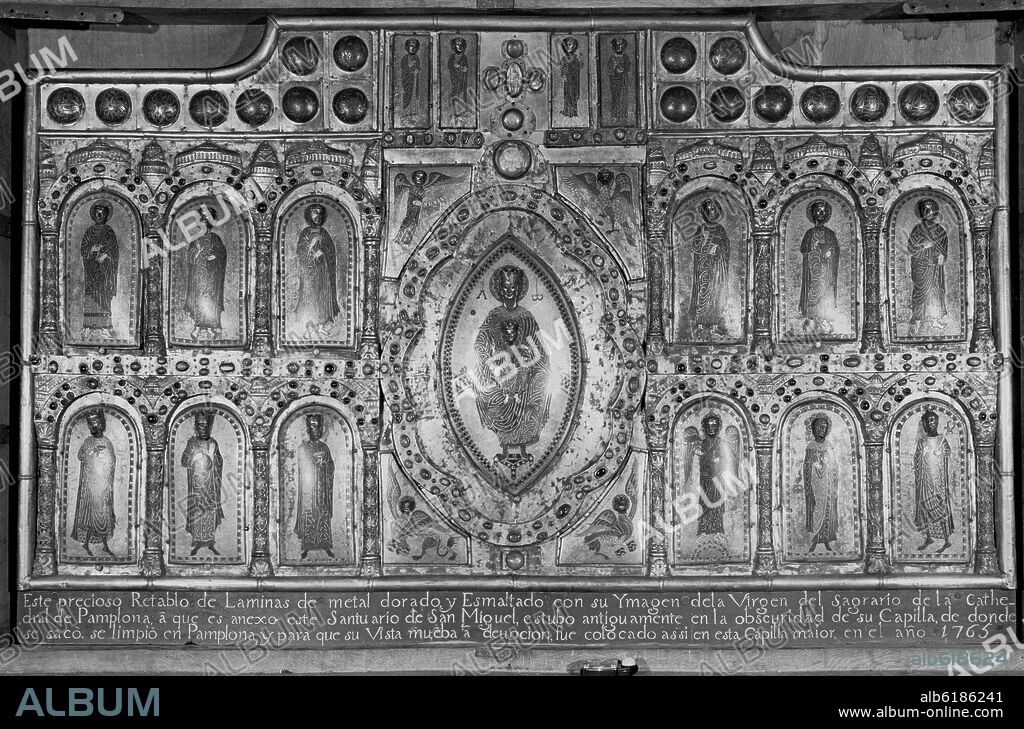 RETABLO DE SAN MIGUEL IN EXCELSIS - SIGLO XII - ROMANICO NAVARRO - FOTOGRAFIA EN BLANCO Y NEGRO - AÑOS 50.