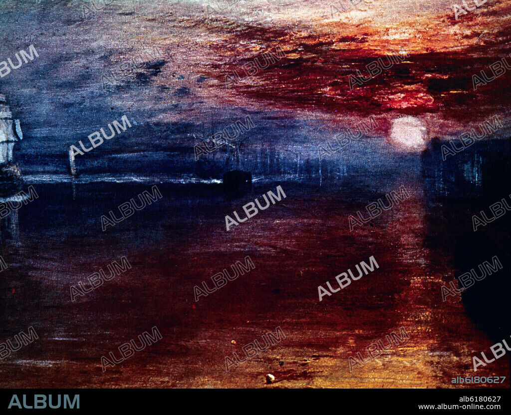 JOSEPH MALLORD WILLIAM TURNER (1775-1851). EL SOL SALIENDO A TRAVES DE LA BRUMA - SIGLO XIX - ROMANTICISMO INGLES.