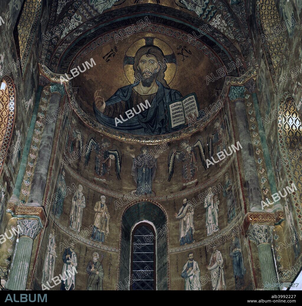 The Pantocrator Mosaic in Cefalo Cathedral in Sicily, 12th century.