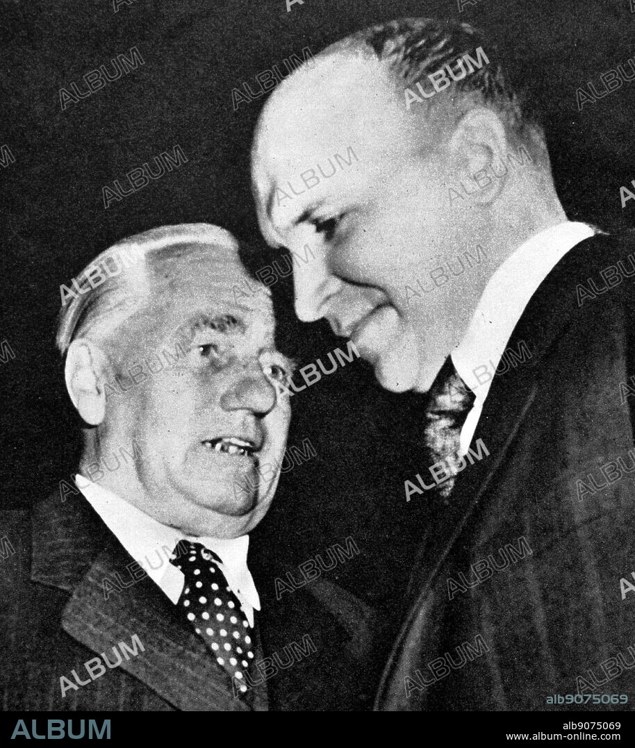 The new President of East Germany, Herr Wilhelm Pieck and Vladimir Semenovich Semyonov, Ambassador in the Soviet Military Administration. Friedrich Wilhelm Reinhold Pieck (3 January 1876 - 7 September 1960) was a German communist politician who served as the chairman of the Socialist Unity Party from 1946 to 1950 and as president of the German Democratic Republic from 1949 to 1960. Vladimir Semenovich Semyonov (16 February 1911 - 18 December 1992) was a Soviet diplomat and famous for his military administration in Eastern Germany during the Soviet occupation after World War II. He was instrumental in the creation of GDR, and served as the first Soviet ambassador to East Germany.