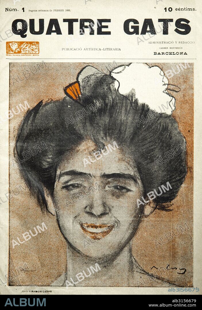 RAMON CASAS. QUATRE GATS nº 1 1899, PUBLICACIÓN ARTÍSTICA LITERARIA. IMHB.