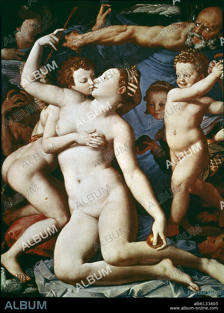 BRONZINO (1503-1572). 'Alegoría del triunfo de Venus', 1540-1545, Óleo sobre tabla, 146 x 116 cm.