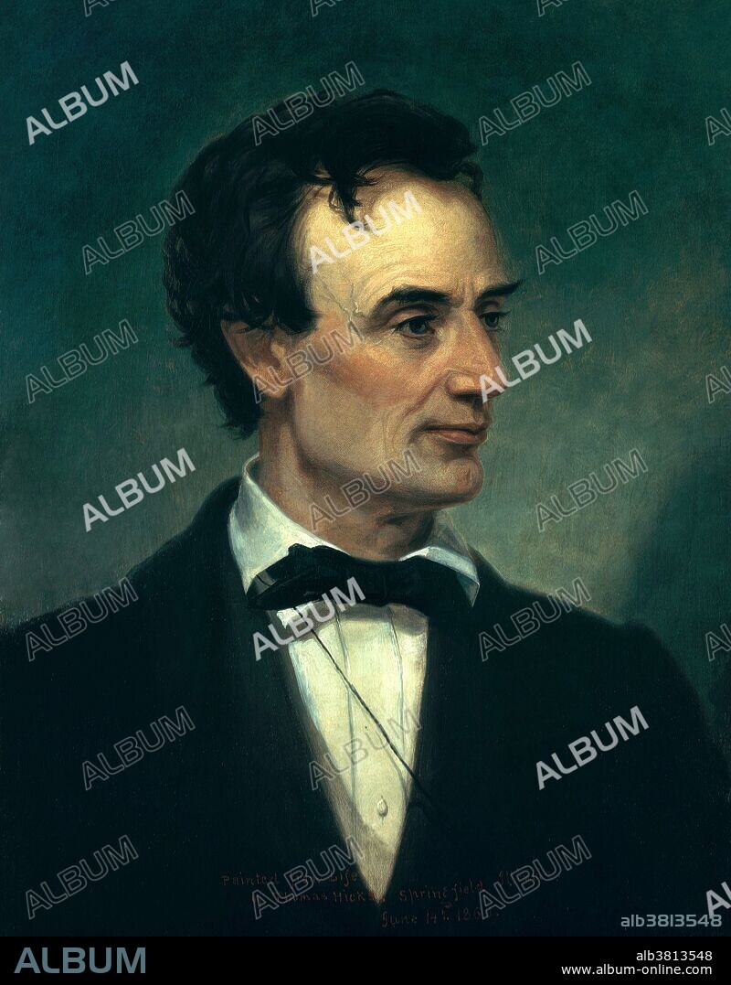 Painting of Lincoln by Thomas Hicks in 1860. Abraham Lincoln (February 12, 1809 - April 15, 1865) was the 16th American President. Reared on the western frontier, Lincoln was mostly self-educated. He became a country lawyer, an Illinois state legislator and member of the House of Representatives. He was elected president in 1860, but before Lincoln took office, seven southern slave states declared their secession and formed the Confederacy. When war began Lincoln concentrated on both the military and political dimensions of the war effort, seeking to reunify the nation. He exercised unprecedented war powers, including the arrest and detention without trial of thousands of suspected secessionists. He issued his Emancipation Proclamation in 1863 and promoted the passage of the Thirteenth Amendment to the Constitution, abolishing slavery. Lincoln married Mary Todd in 1842. They had four sons; Robert Todd, Edward Baker, Willie and Tad, but only Robert survived to adulthood. Lincoln was assassinated by John Wilkes Booth at the Ford Theater on April 14th, 1865. After being in a coma for nine hours, Lincoln died at 7:22 am on April 15, at the age of 56.