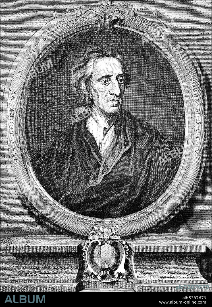 Historic drawing, portrait of John Locke, 1632 - 1704, an English philosopher and thought leader of the Enlightenment.