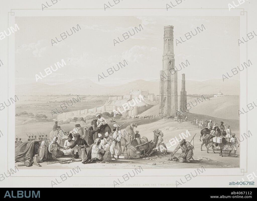 JAMES ATKINSON. The fortress and citadel of Ghuznee and the two minars. Sketches in Afghaunistan. London : H. Graves & Co., [1842]. Source: X812 plate 20.