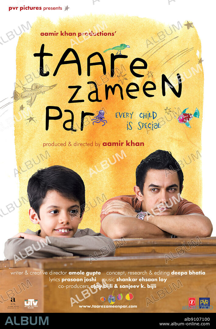 Poster of LIKE STARS ON EARTH, 2007 (TAARE ZAMEEN PAR), directed by AAMIR KHAN. Copyright Aamir Khan Productions PVR Pictures.