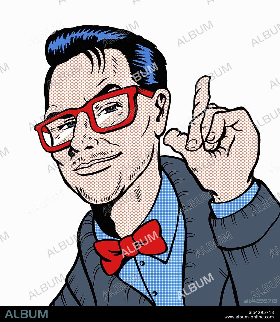 Smug know it all man with pointing finger.