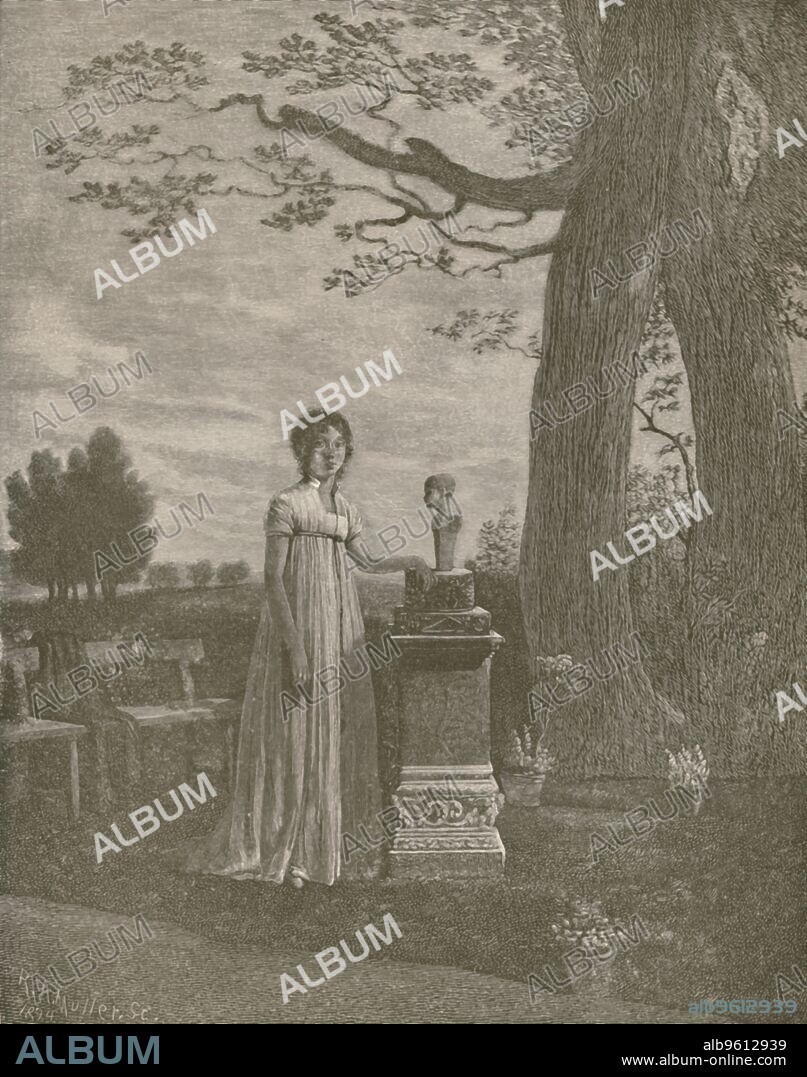 'Marie-Julie Clary, wife of Joseph Bonaparte; Queen of Spain', c1806-1808, (1896). Marie Julie Clary (1771-1845), was Queen consort of Spain and the Indies, Naples and Sicily as the spouse of Joseph Bonaparte. Engraving after a painting. From Life of Napoleon Bonaparte, Volume I, by William Milligan Sloane. [The Century Co., New York, 1896].
