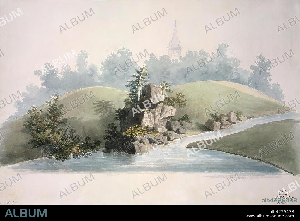 ADAM MENELAWS (? ). 'Landscape in the Alexander Park at Tsarskoye Selo'. Great Britain, After 1828. Dimensions: 35,5x50,5 cm.