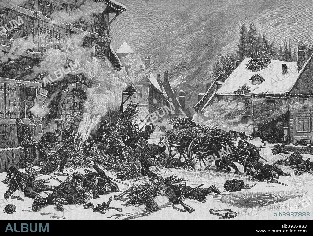 'An Incident In The Battle of Villersexel', 1902. The Battle of Villersexel (9 January 1871), part of the Franco-Prussian War. After Alphonse de Neuville (1835-1885). From Battles of the Nineteenth Century, Vol. II. [Cassell and Company, Limited, London, Paris, New York & Melbourne, 1902].