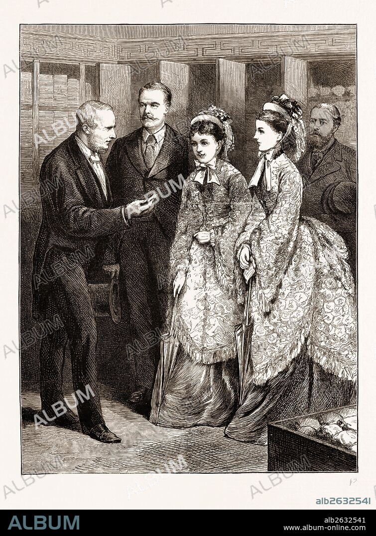 CESAREWITCH AND CESAREVNA IN THE CITY—THE GOVERNOR OF THE BANK PRESENTING THE CESAREVNA AND THE PRINCESS OF WALES WITH A FIVE-SHILLING PIECE, LONDON UK 1873.