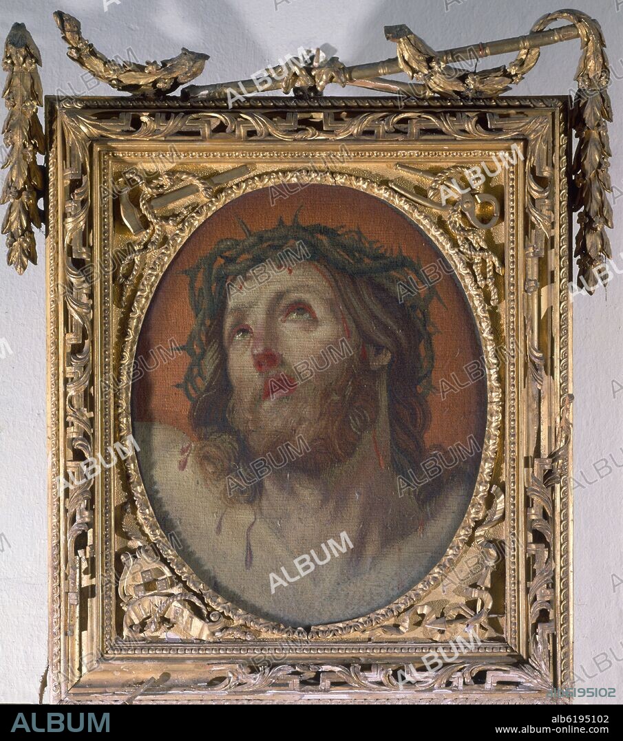 GUIDO RENI (1575/1642). ECCE-HOMO SOBRE TEJIDO DE TAPIZ.