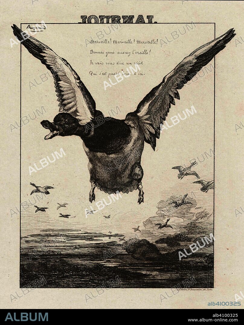 EDMOND ABOUT. Duck (Le canard) from the journal L'Artiste (7 September 1856). Dimensions: 32 cm x 23.5 cm, 26.5 cm x 19.8 cm, 18.2 cm x 15.2 cm.