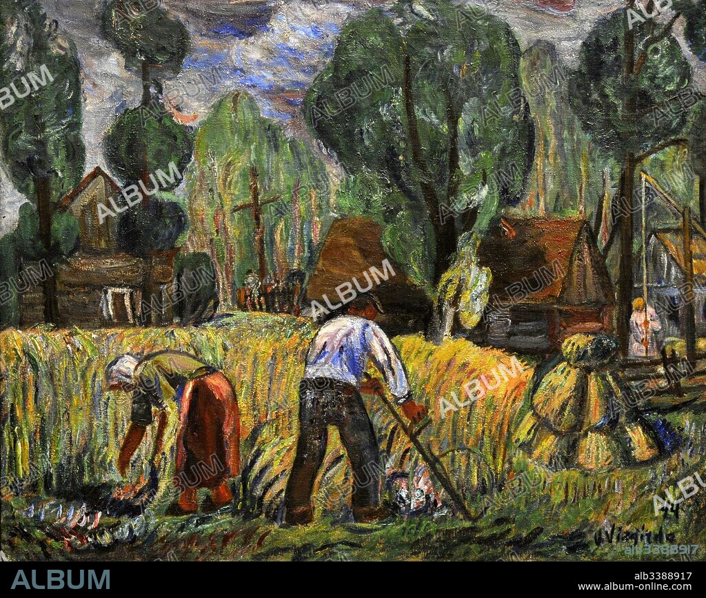 Viktoras Vizgirda (1904-1993). Lithuanian painter. Rye harvest, 1944. National Gallery of Art. Vilnius, Lithuania.