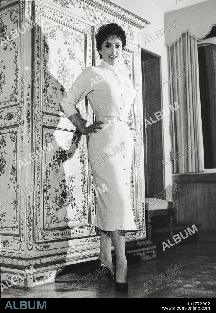 Gina Lollobrigida wearing an elegant dress. Italian actress Gina Lollobrigida wearing an elegant dress. 1950s.