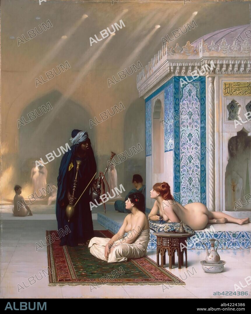 JEAN-LEON GEROME. 'Pool in a Harem'. France, Circa 1876. Dimensions: 73,5x62 cm.