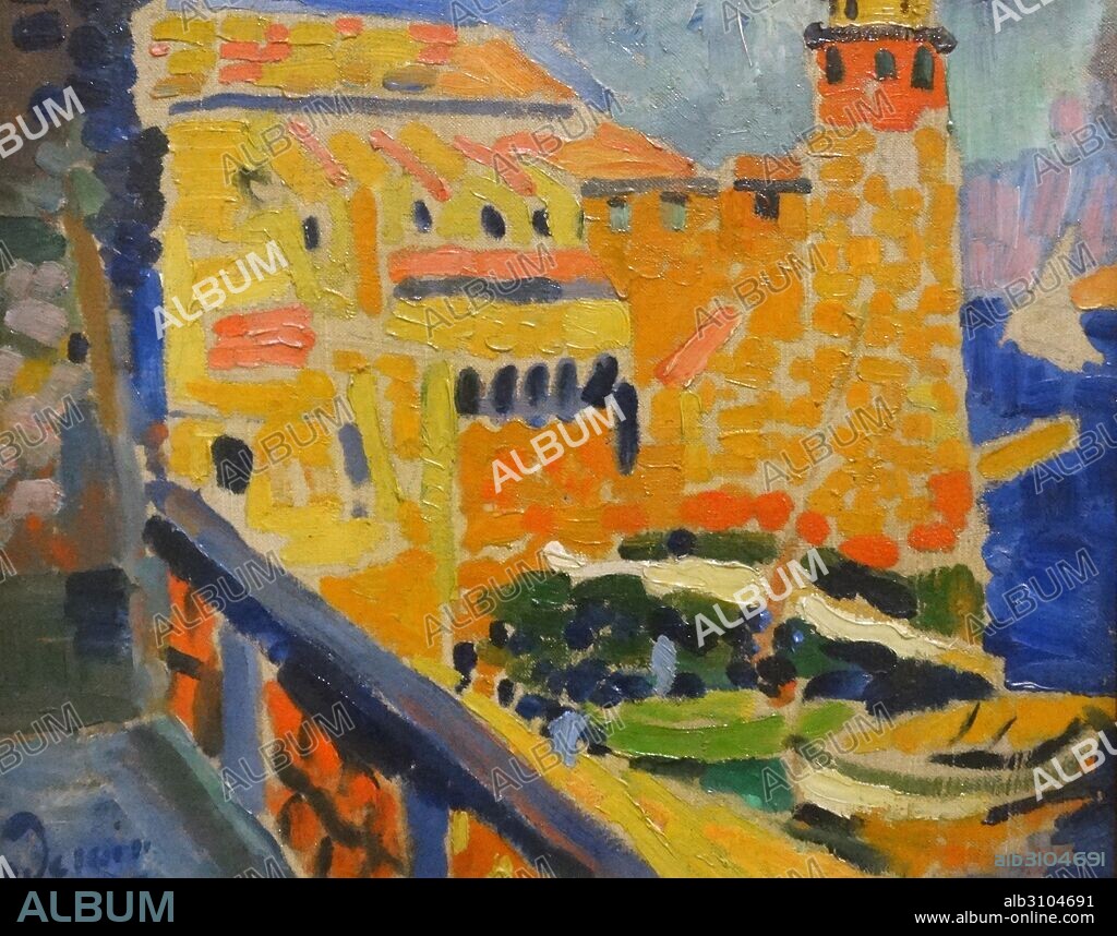 ANDRÉ DERAIN. Painting titled 'The Lighthouse of Collioure' by André Derain (1880-1954) French artist, painter, sculptor and co-founder of Fauvism with Henri Matisse. Dated 1905.