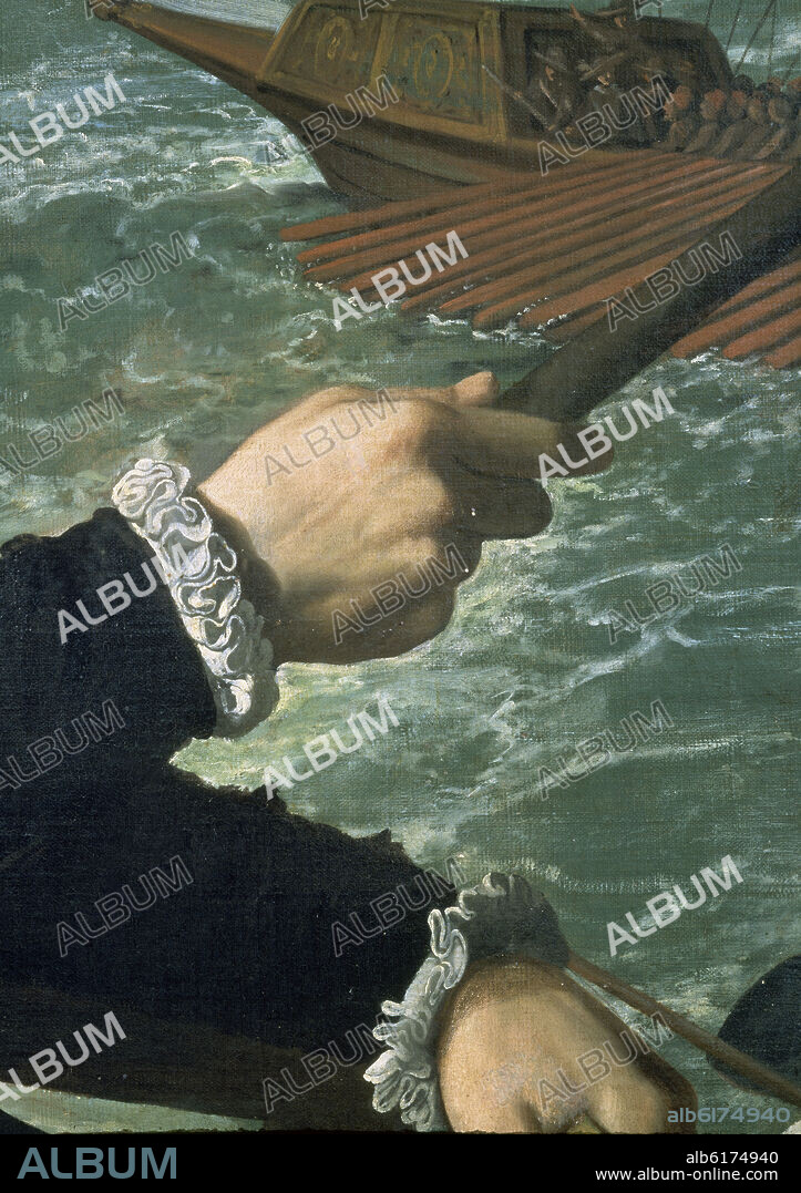 FRANCISCO DE ZURBARAN. DEFENSA DE CADIZ FRENTE A LOS INGLESES - MANO DE DON FERNANDO GIRON (DETALLE) - 1634 - OLEO/LIENZO - CONJUNTO Nº 4410 - NP 656.