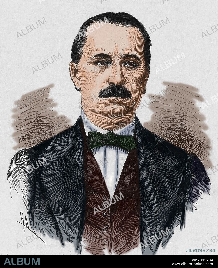 DIAZ DE RADA, Eustaquio (1815-1874). General carlista español. Al morir Fernando VII ingresó en las filas carlistas. No se adhirió al convenio de Vergara y emigró a Francia. Grabado coloreado de "La Ilustración Española y Americana", año 1872.