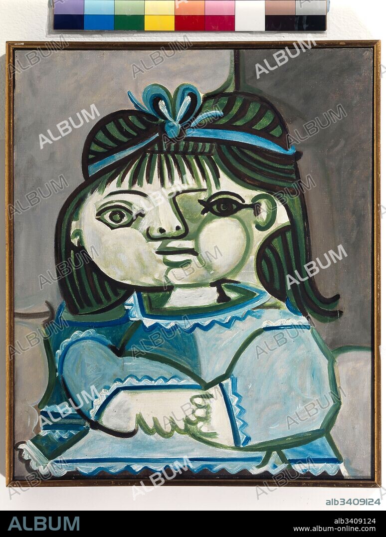PABLO PICASSO. Picasso, Pablo / "Paloma (Girl with blue ribbon)", 1951, Oil on canvas, 55 x 45 cm.