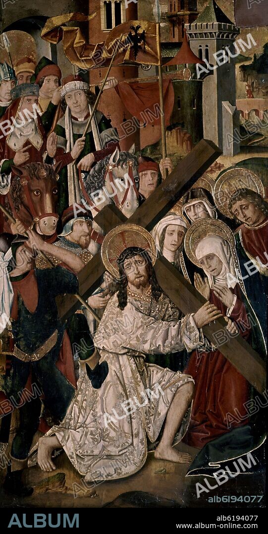 MARTIN BERNAT (1454-1505). CRISTO CON LA CRUZ A CUESTAS - PINTURA DEL RETABLO DE LA SANTA CRUZ DE BLESA - 1485-1487 - GOTICO ESPAÑOL.