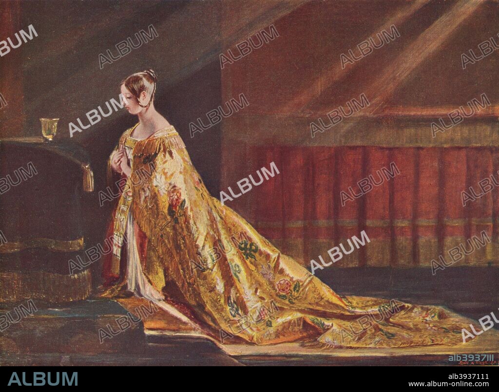 Queen Victoria in the Coronation robes, 1838 (1906). From Cassell's Illustrated History of England, Vol. V. [Cassell and Company, Limited, London, Paris, New York & Melbourne, 1906].