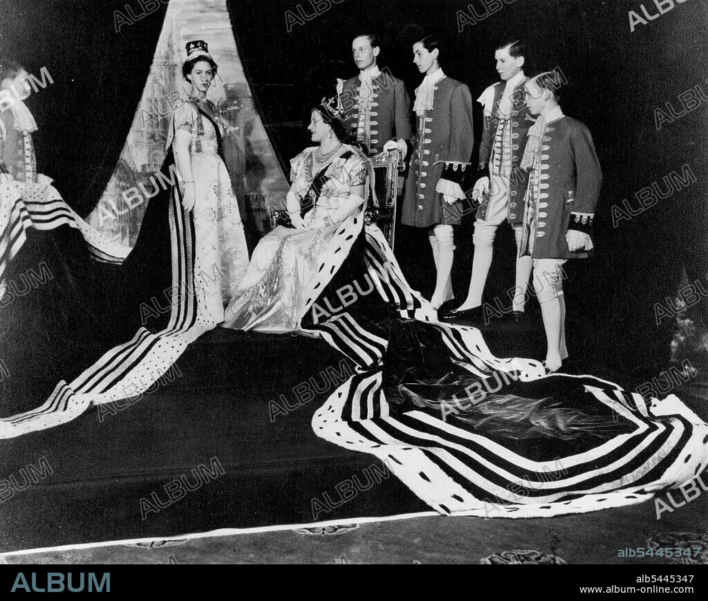 New Coronation Picture of Queen Mother and Princess Queen Elizabeth the Queen Mother and Princess Margaret are shown wearing their Coronation robes and Coronets in this Cecil Beaton picture which has just been released. June 05, 1953. (Photo by Planet News Ltd.).