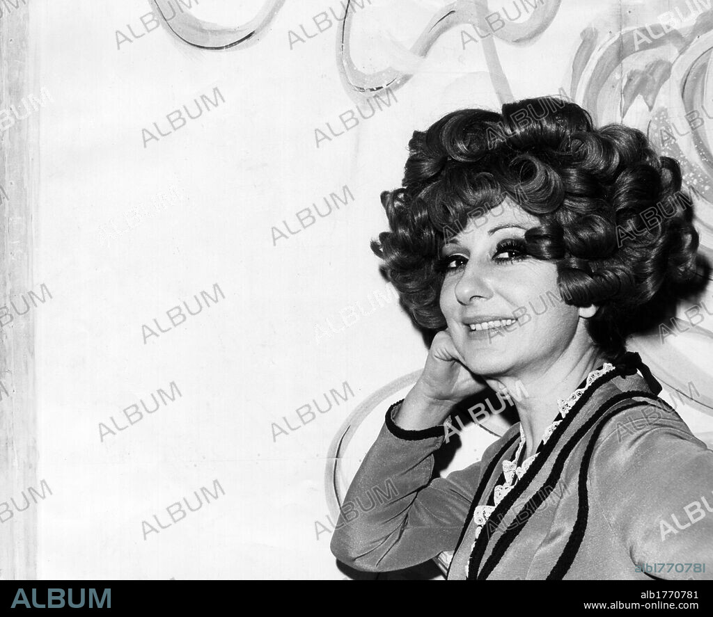 Valeria Valeri on stage. Italian actress Valeria Valeri acting in the comedy 'Baciami Alfredo' by Carlo Terron at Teatro Nuovo. Milan, January 1970.